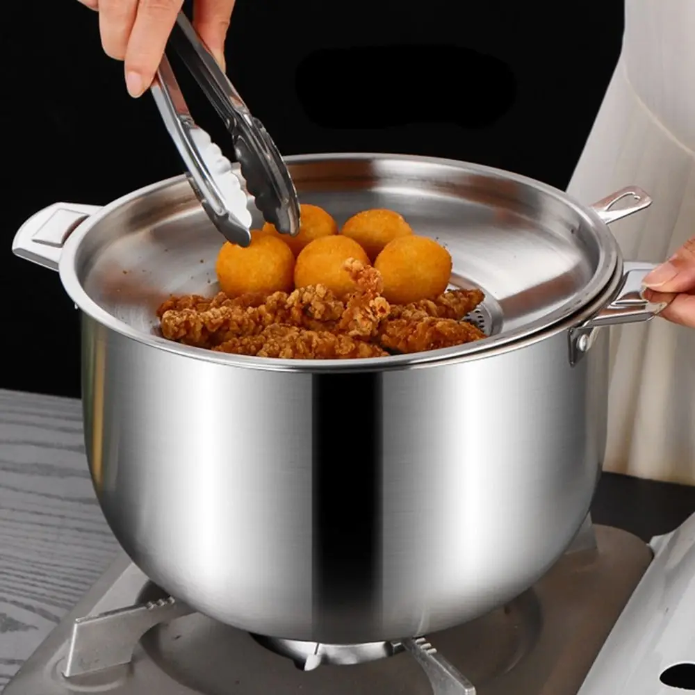 3L Oil Filter Pot Large Capacity Stainless Steel Stainless Steel Oil Can with Handle Heat Resistant Lard Strainer