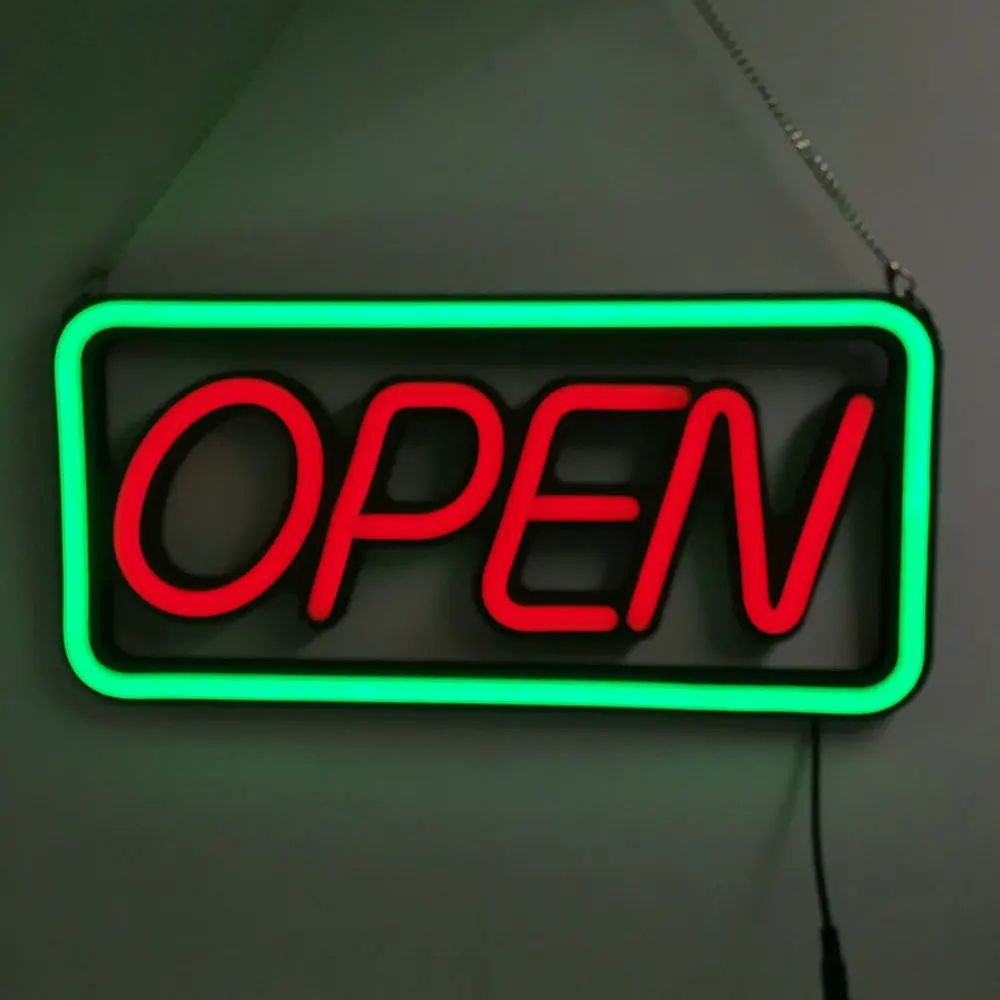 LED פתוח אור סימן עבור חנות חנות לוח קניון בהיר תליית שלט ניאון עסקים בר קישוט 42x20cm