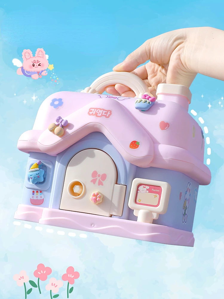 

Cartoon House Coin Money Box with Lock Storage Hidden Safe Cute Secret Piggy Bank Toy Papper Money Counter tirelire Home Decor