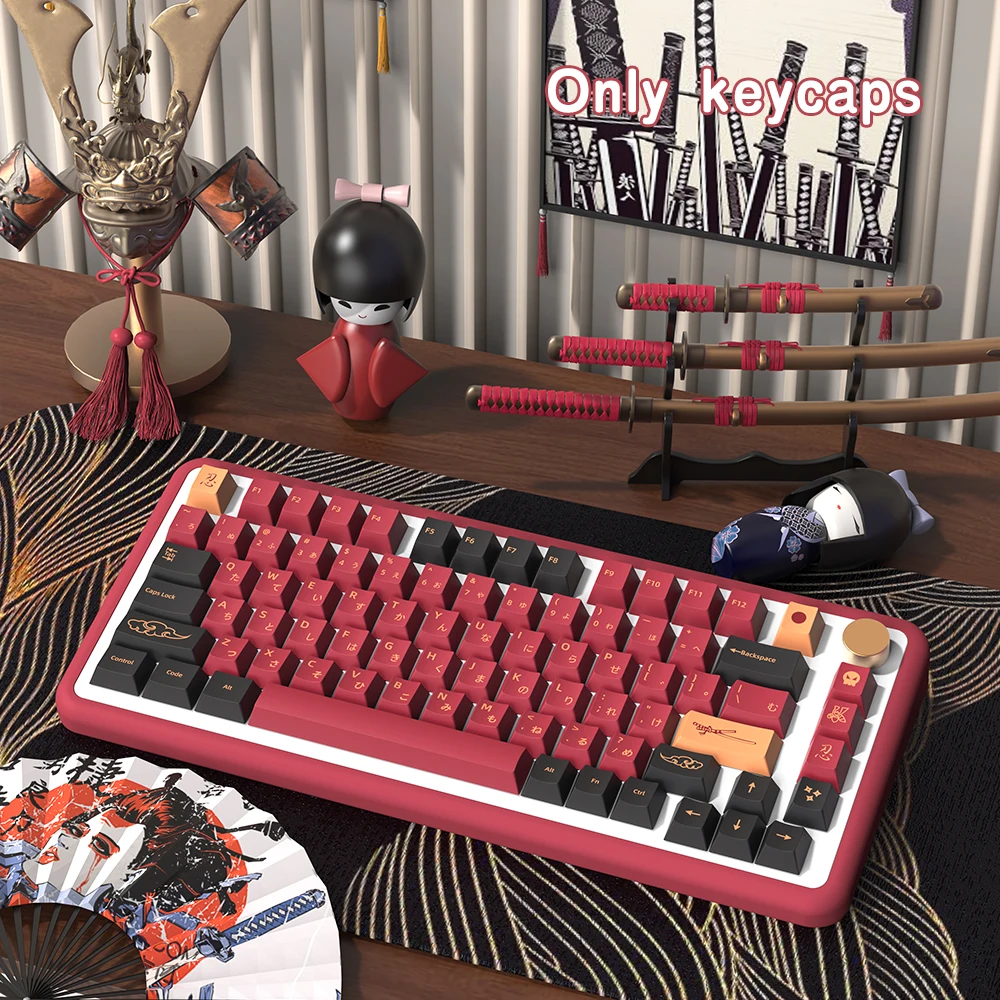 

RED Samurai Keycaps Japanese/Korean/German/Spanish/French PBT Keycaps ISO layout Cherry Profile For Custom Mechanical Keyboard