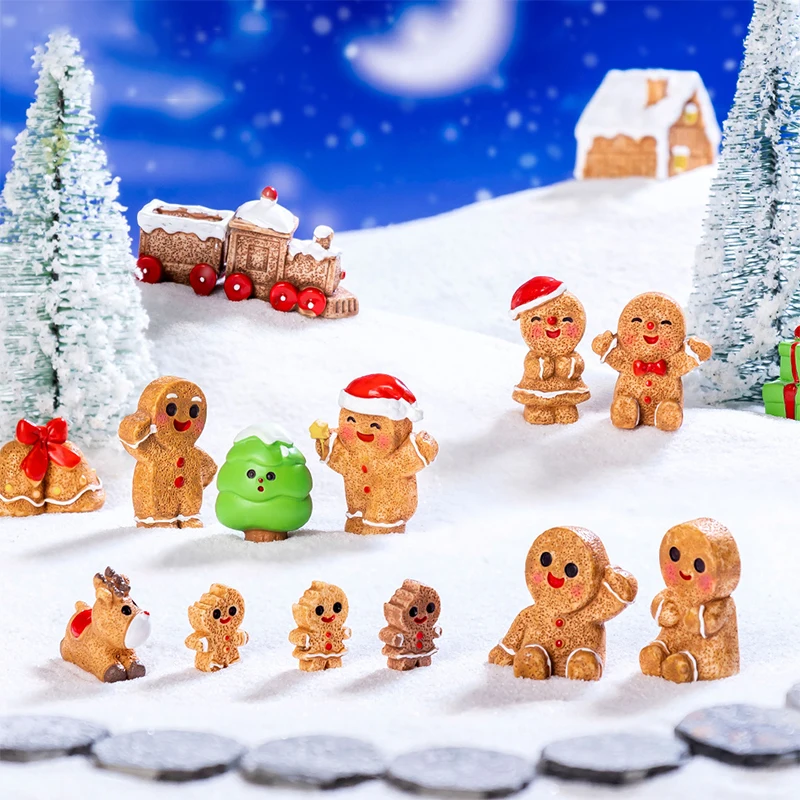 Description Picture 3 of itemNew 1Pc Mini Christmas Ornament Gingerbread Man Snowman Micro Landscape Dollhouse Model Car Interior Home Desktop Decoration