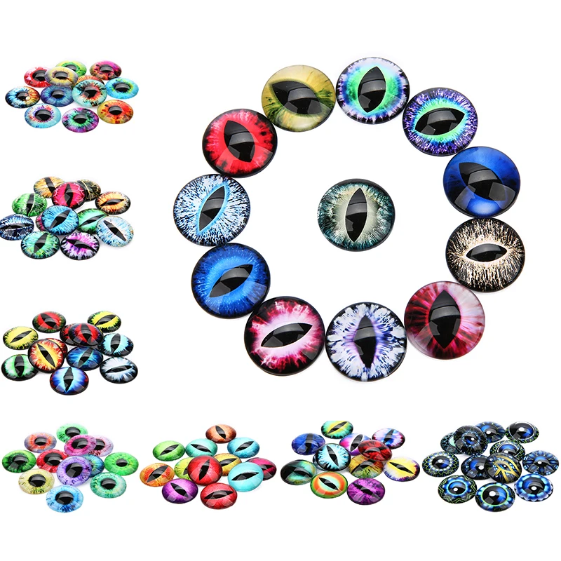 

20Pcs/Lot Round Flat Back Glass Cabochon 10-25mm Random Mixed Evil Eyes Cabochons DIY Make Ring Necklace Jewelry Accessorie