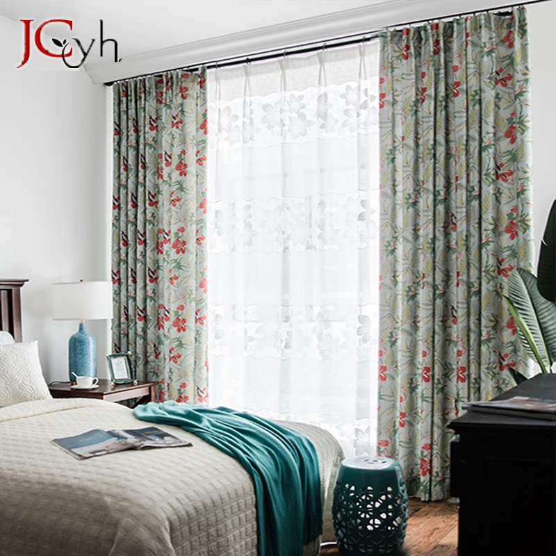 Modern Hall Floral Blackout Curtains for Living Room Girls Bedroom