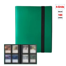 Deluxe Trading Card Holder with Durable PP Cover and Side - Loading Pockets (Green 4 Grids)