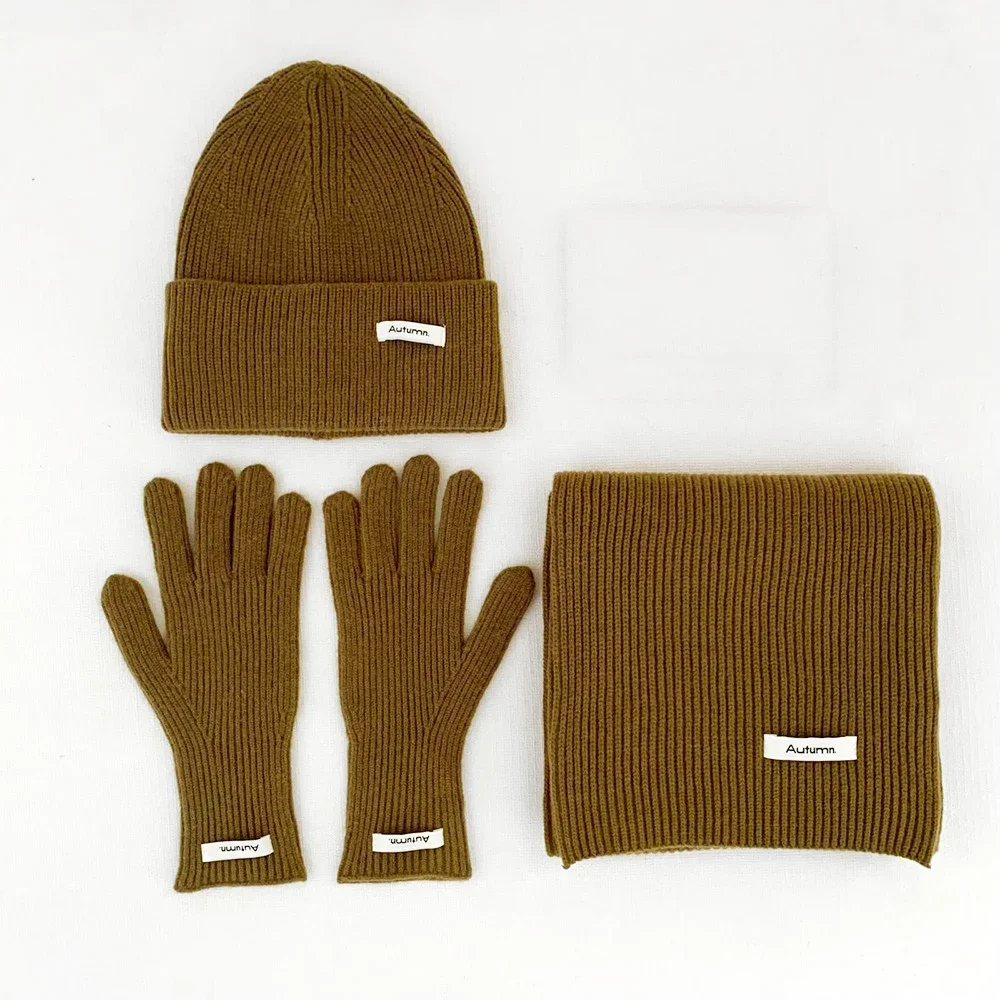 Ensemble Bonnet D'hiver + écharpe + Moufles écran Tactile 3 Pièces Pour Couple - Style Jacquard