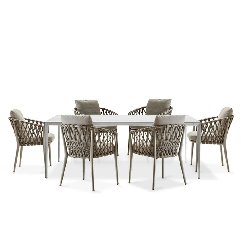 Nordic Outdoor Table And Chair Set Leisure Rattan Waterproof Garden Open-Air Cafe Furniture Set