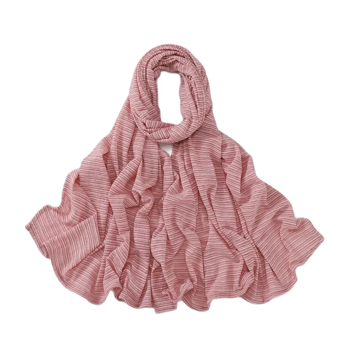 여성용 스트라이프 코튼 저지 히잡 스카프, 무슬림 긴 숄, 헤드 스카프 랩, 풀라 이슬람 머리띠, 터번 라마단 히잡, 신제품