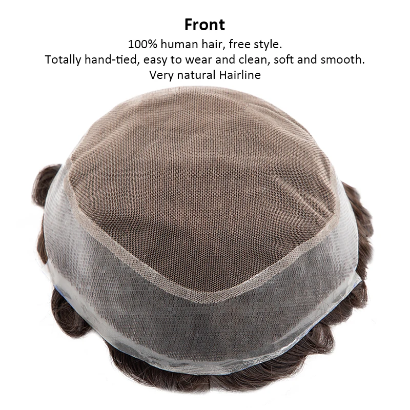 Australia Men Toupee Lace and PU Base Wig For Men Real Human Hair Replacement System Unit For Men Male Brown Hair Prosthesis