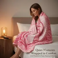 Pink Mary Floral Virgin Mary Flannel Blanket, Super Soft Prayer Throw for Mom, Grandma, Valentine's Day 2