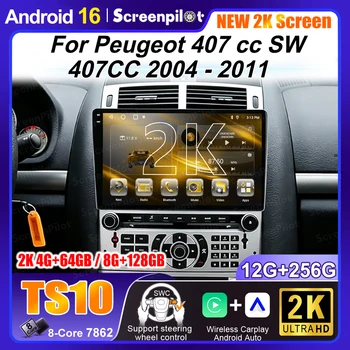 Android Auto Per Peugeot 407 1 2004 - 2011 Autoradio Video Lettore Multimediale di Navigazione GPS Carplay Stereo 5G Wifi No 2Din DVD