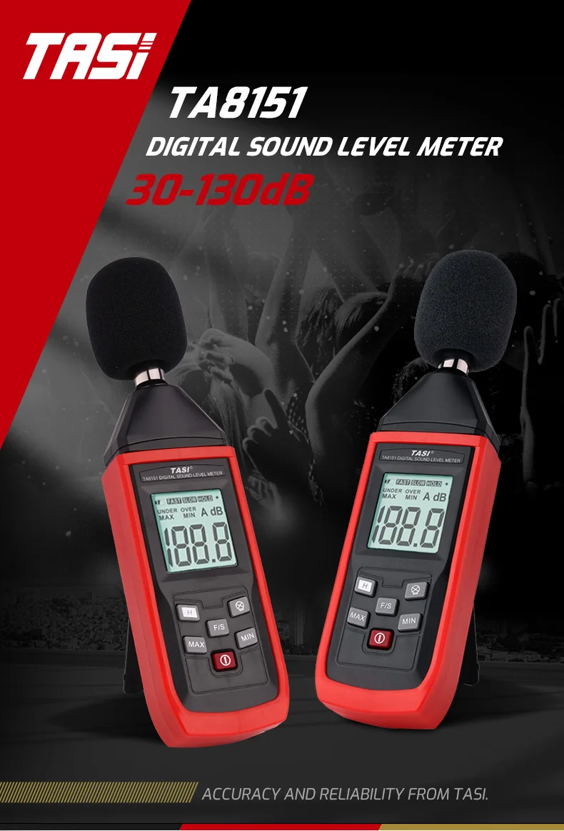 Tanie TASI TA8151 cyfrowy miernik poziomu dźwięku Tester hałasu detektor dźwięku Decible Monitor sklep