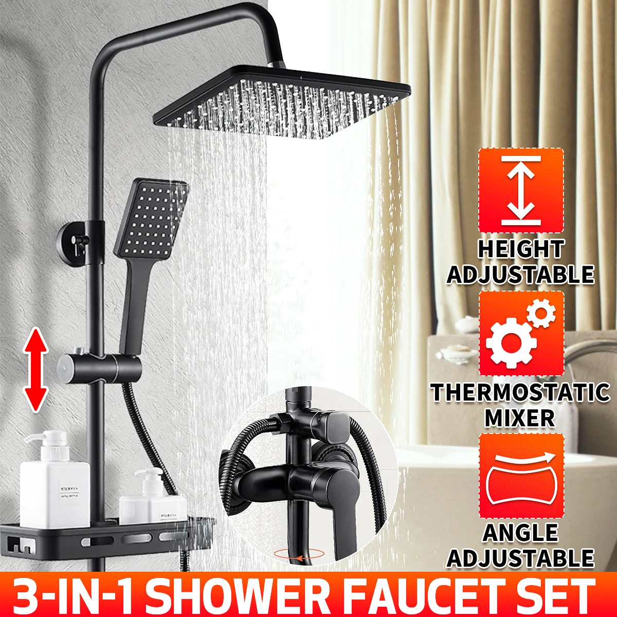 3/4-wege Badezimmer Dusche Wasserhahn Regen Dusche Heiß Kalt Wasser Mischer Bidet Wasserhahn Dusche Regal Für Badezimmer Badewanne dusche Mixer – Detail 3