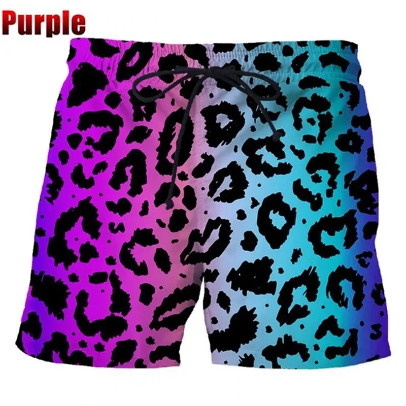 Sommer mode klassische bunte Leopard 3d gedruckt Herren Shorts Unisex lässig Strand schwimmen schnell trocknendes Surfbrett – Detail 2
