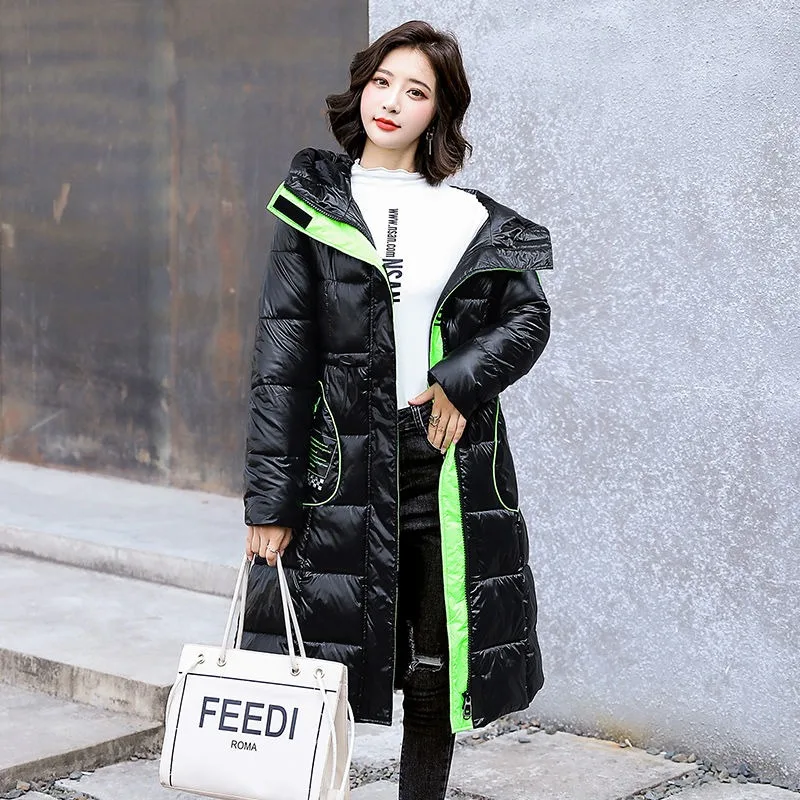2023 New Women Down Cotton Coat Winter Jacket Female Mid Length Version Parkas Loose Thick Outwear Hooded Leisure Time Overcoat