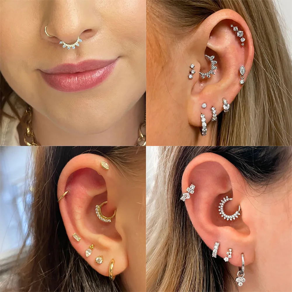 Orecchini A Cerchio Con Stella Argentati Ipoallergenici - Borchie A Stella In Argento E Rame, Piccole E Leggere (1,5 Cm) - Regalo Ideale Per Donne, Ragazze, Per Compleanni E Feste - 6