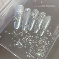 100/200pcs Mini Nail Art Accessories 5A Sparkling Rhombus Zircon Nail Art Rhinestone Charms 1.5*3mm Snowflake Pattern Nail Decor 2