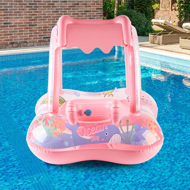 1pc Pool floats with canopy for Kids, Toddler Infant Pool Float for Baby,Swimming Ring Floaties for Pool,Beach Toys for Party 1