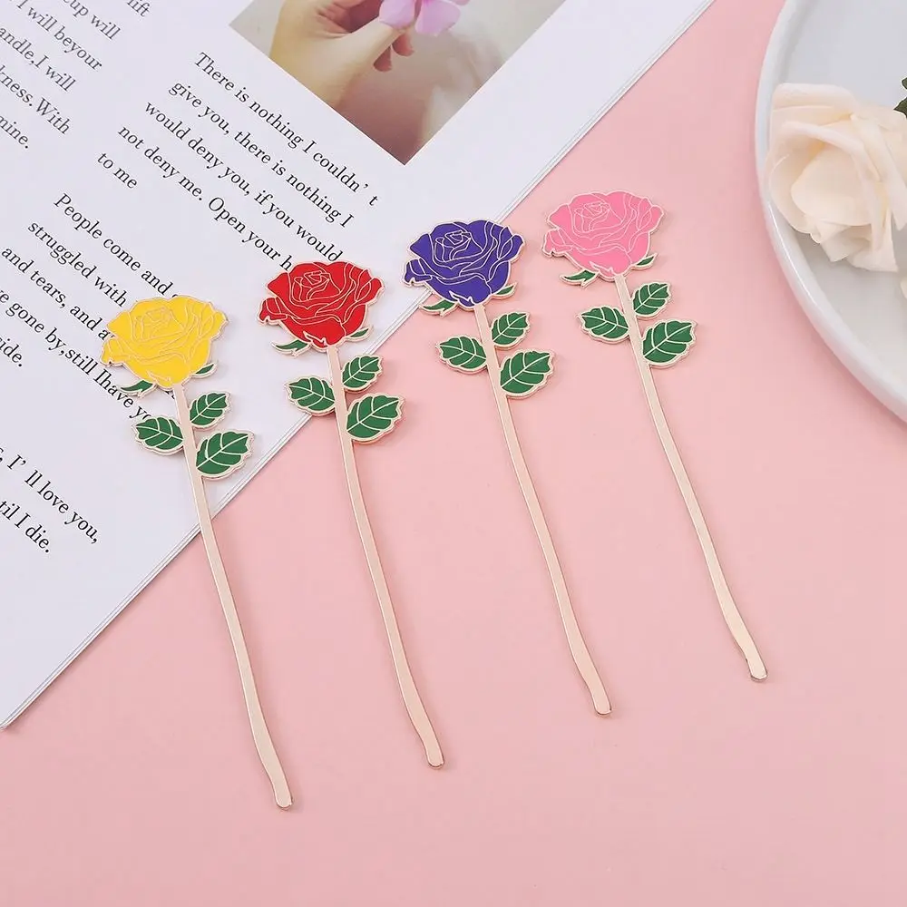 

Tassel Rose Brass Bookmark Retro Chinese style Brass Metal Bookmark Stationery Pendant Flowers Book Clip Student