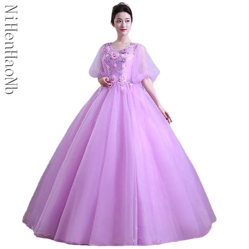 

New Purple Long Women Princess Quinceanera Dresses Banquet Bridesmaid Performance Dance Ball Prom Dress Gown