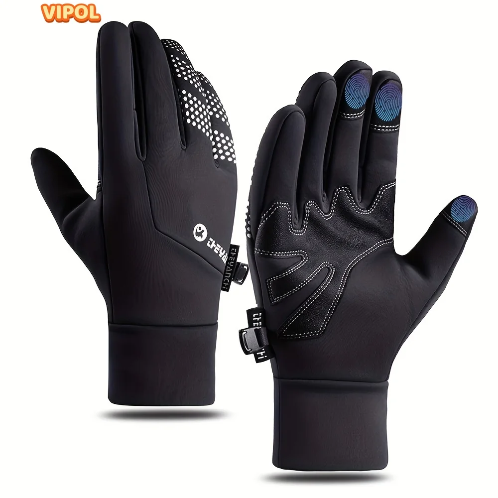 

1pair Men's Winter Windproof Waterproof Warm Touch Screen Gloves, For Running Cycling, Driving, Skiing
