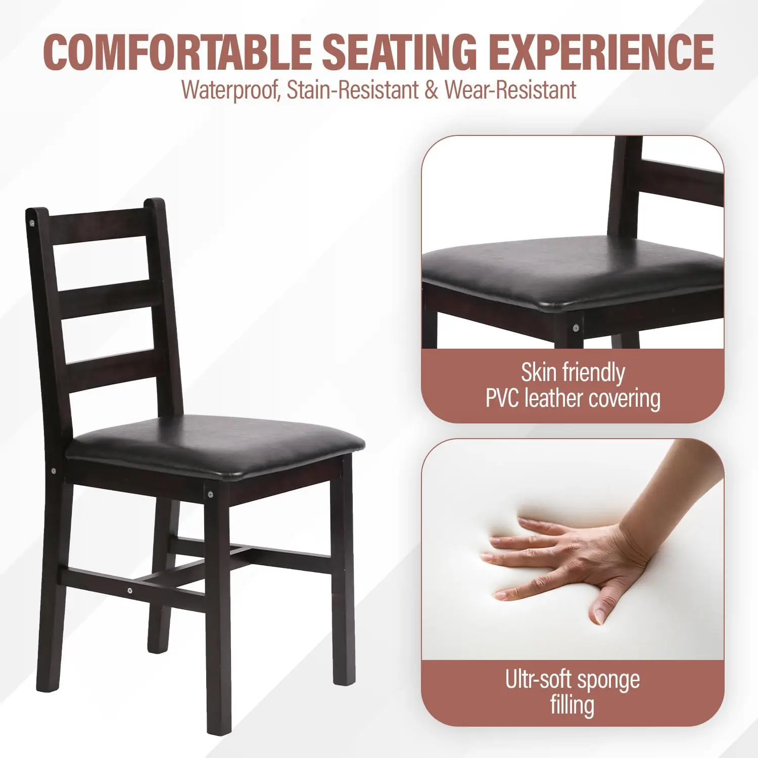 5 Pieces Kitchen Dining Room Set Dining Kitchen Table and Chairs Mid Century Style Wood Dinette Table Set