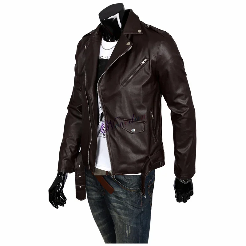 Mens Walking Dead Jeffrey Dean Morgan Negan Zwart Lederen Motorfiets Jas Brando Stijl Faux/Real, Zwart leder, XL