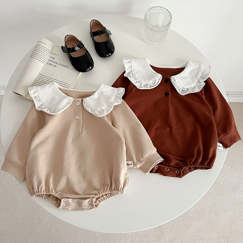 

Cute Baby Spring Fall Romper Ruffle Long Sleeve Rompers Baby Girl Casual Clothes Newborn Infant Girls Outfits Infant Clothing