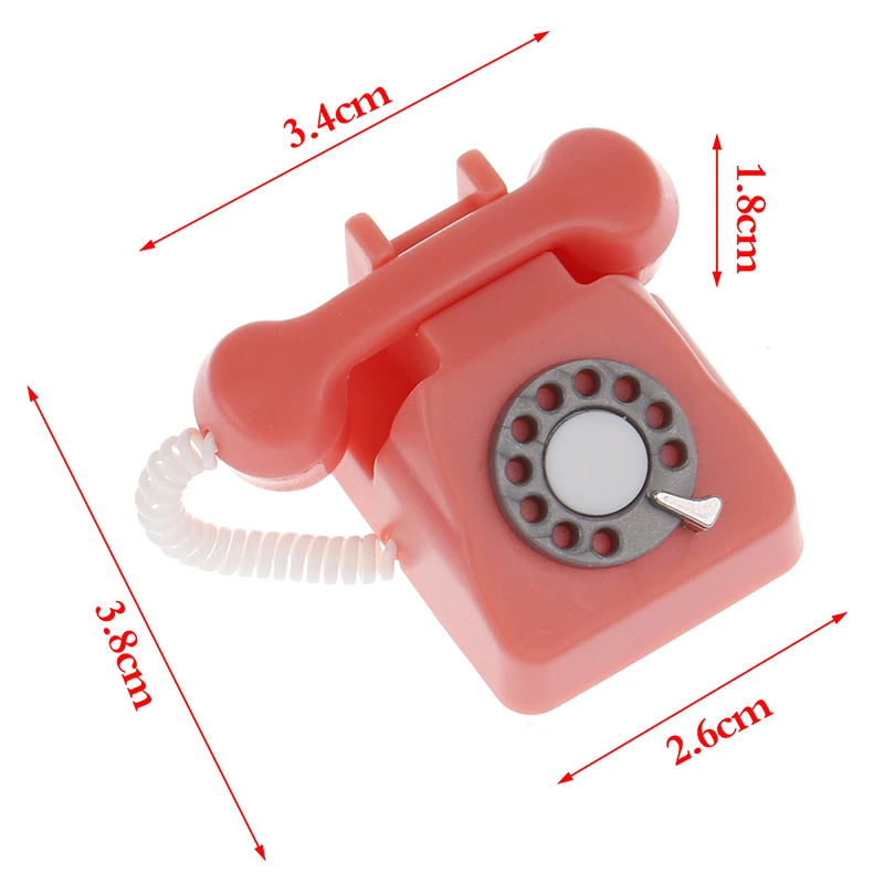 1pc Doll House Furniture Miniature Retro Phone Vintage Telephone Home Furniture Acc Decor Miniature Simulation Toy