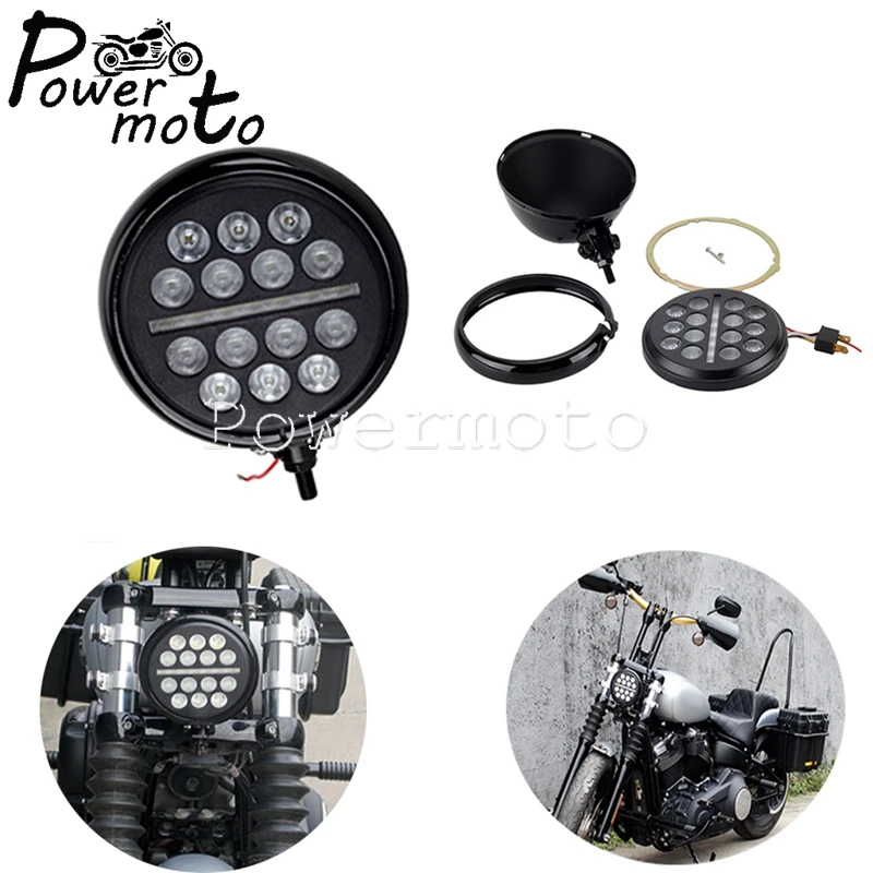 

Motorcycle Headlight Round 5.75'' Front Faros Delanteros Auxiliares Motorbike LED For Universal Harley Dyna Street 750 Sportster