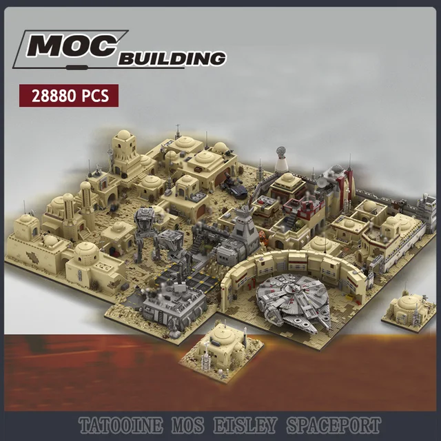 MOC Space Wars Star Movie Tatooine Mos Eisley Spaceport Street View Building Model Large Scale UCS Puzzle Bricks Toys Gifts Ulti 1