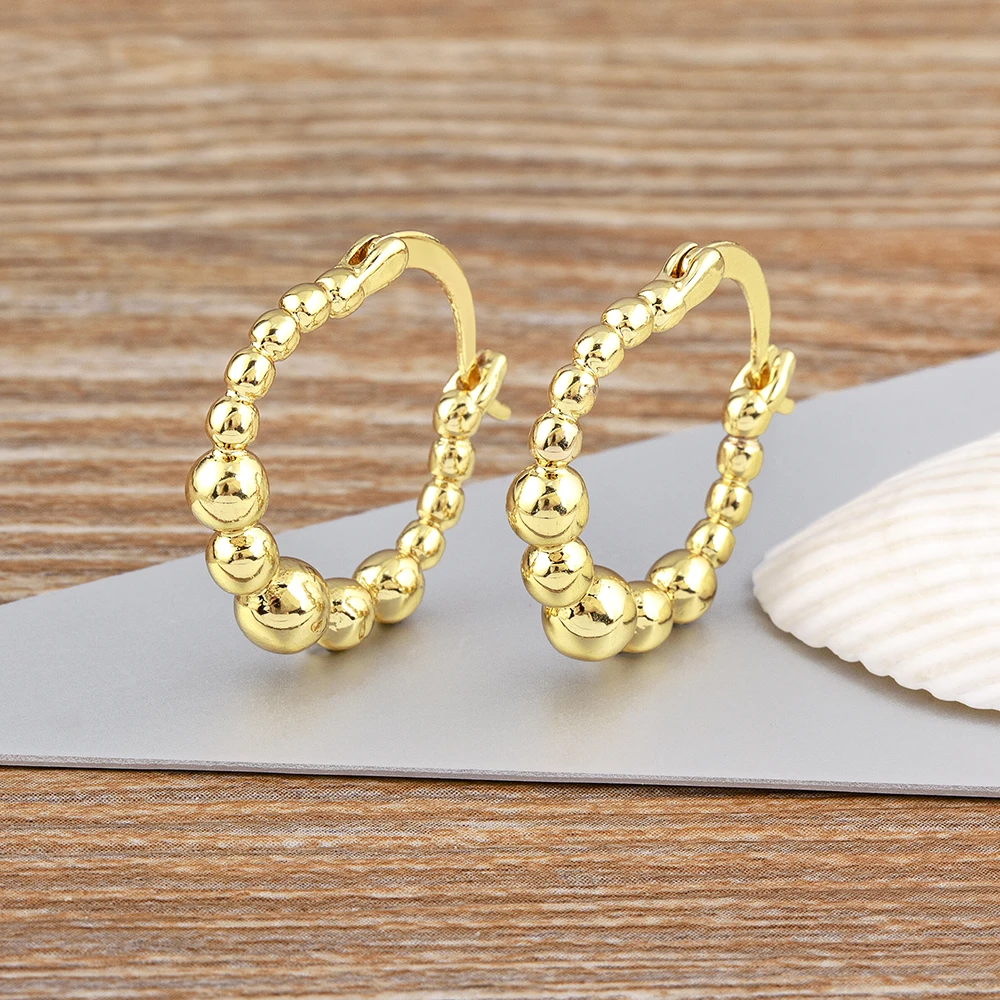 Nidin New Arrival Punk Style Ball Shape Hoop Earrings Women