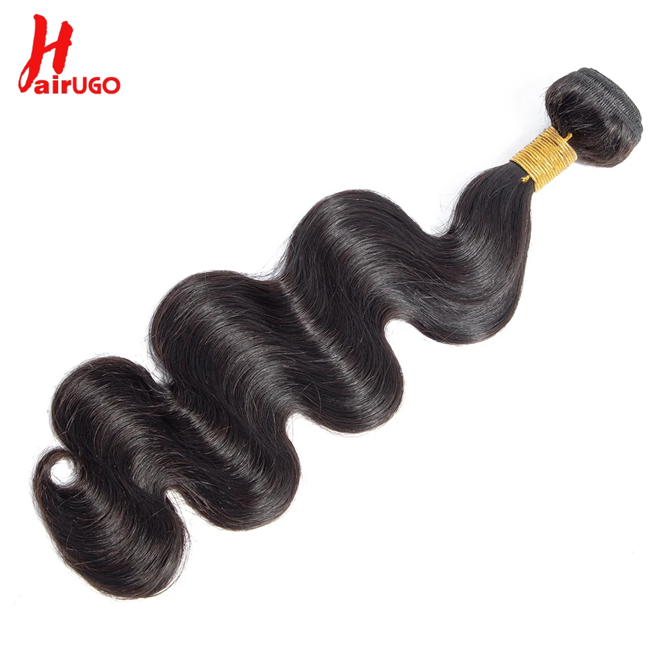 HairUGo Brazilian Body Wave Human Hair Bundles With Frontal Non-Remy Hair Weaving 13*4 Lace Front With Bundles Extension