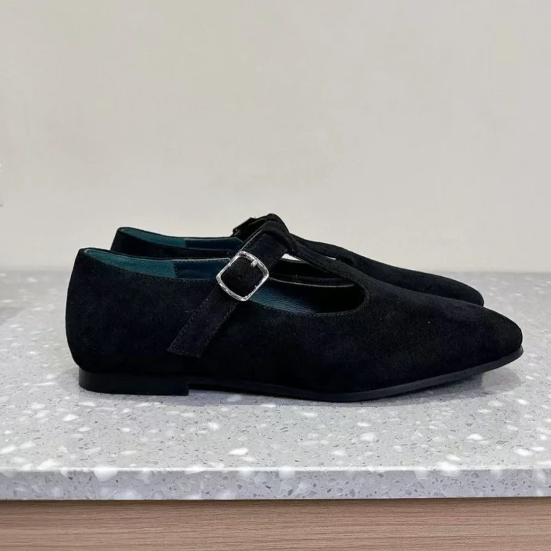 2025 luxury designer women's shoes, professional elegance, shallow flat leather, casual Mary simple shoes, matched dress 2