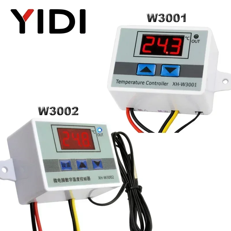 마이크로 컴퓨터 온도 컨트롤러, W3001, W3002, DC12V, 24V, AC110, AC200V, 디지털 온도 조절기, 온도 조절기, 가열 냉각 제어