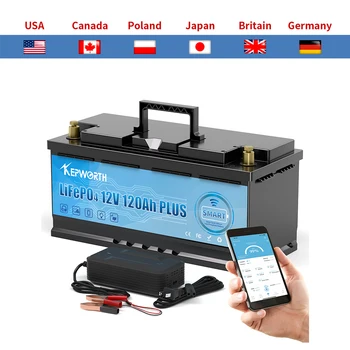 New 12V 120AH Series or Parallel LiFePO4 Storage Battery Built-in Bluetooth BMS Lithium Power Batteries For RV Campers Golf Cart 1