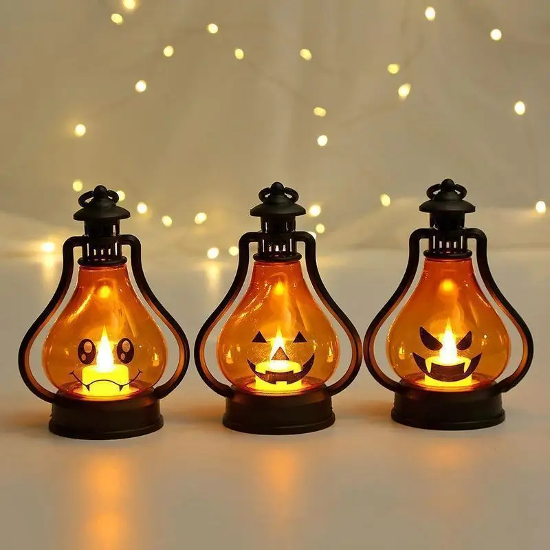 Horror Halloween LED Wind Light Portable Pumpkin Ghost Lantern Bar Desktop Ornament Halloween Decor Props Party Supplies