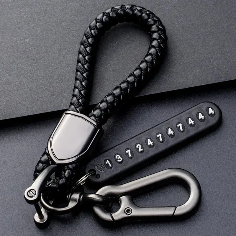 Anti-Lost-Keychain-Car-Braided-Rope-Key-Pendant-with-Phone-Number-Strip ...