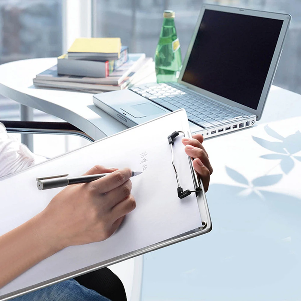 Aluminum Alloy Antislip File Hardboard Portable Writing Board with Centimeter Scales
