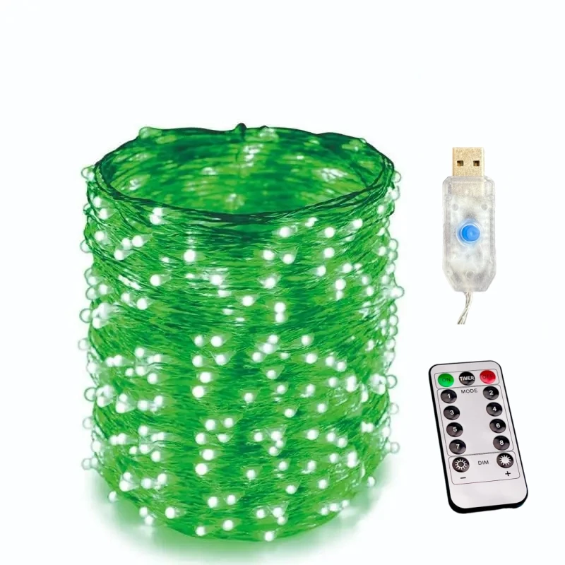thumbnail image 1 of Cadena de luces LED USB de 5 m, 10 m, 20 m y 30 m, 8 modos, control remoto, guirnaldas de hadas, decoración navideña para bodas y fiestas, lámparas de Año Nuevo, 1 of 5