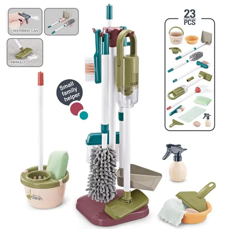 Kids Cleaning Set Pretend Play Kit Cleaning Toys Cleaning Toys Gift For Toddlers Include Broom Mop Duster Dustpan Brushes Rag 5