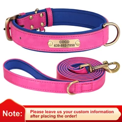 Customized PU Leather Dog Collar with Free Engraved Nameplate - M (361k Rose Set)