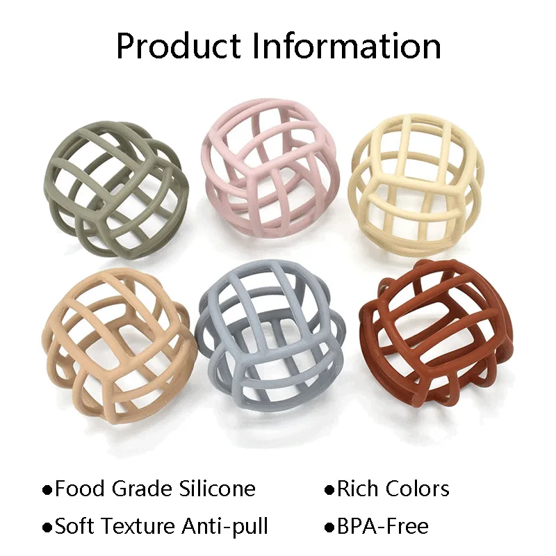 BPA Free Newborns Children\'s Products Colorful Silicone Chewing Teether Toy Ball Easy To Clean Safe Baby Shower Gifts Toys