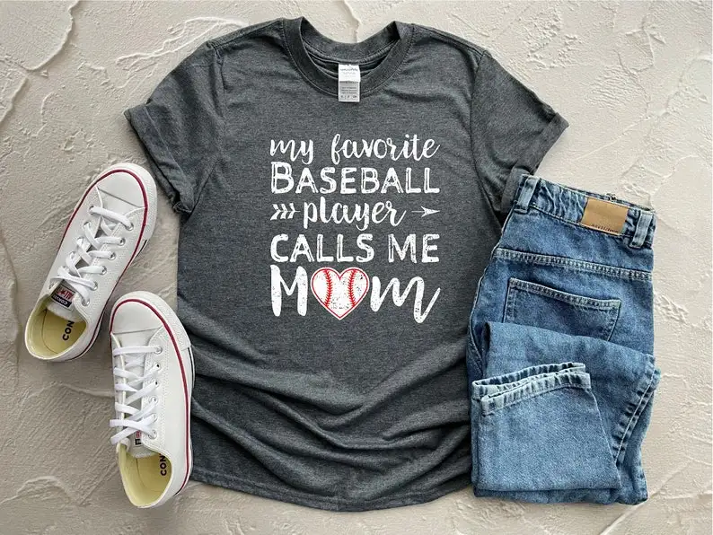 

My Favorite Baseball Player Calls Me Mom Shirt Game Day Tee Gift for MaMa y2k aesthetic woman tshirts