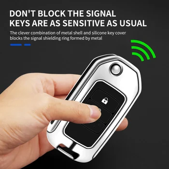 Custodia per chiave a distanza per auto in metallo Shell Fob per Honda Civic CRV CR-V HRV Accord Crider Odyssey Fit Pilot Protector Bag accessori - Custodia per chiave a distanza per auto in metallo Shell Fob per Honda Civic CRV