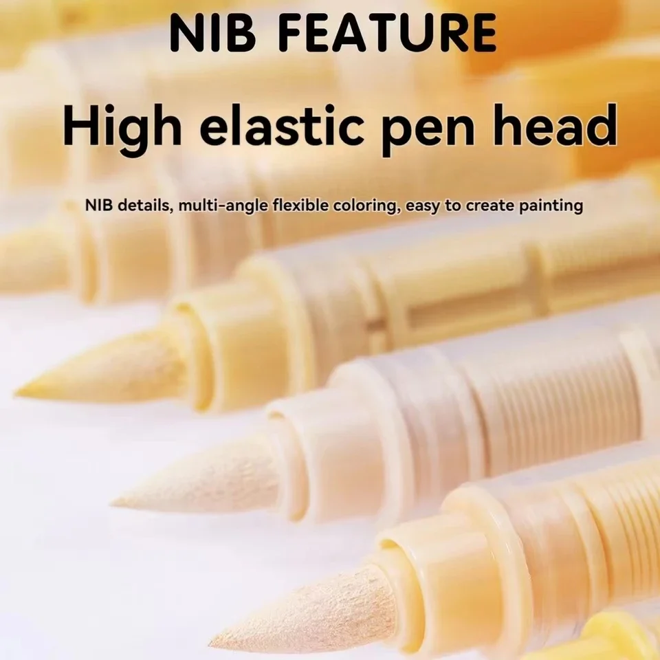 24/48 Colors Skin Tone Acrylic Paint Pens Brush Tip Markers for Wood Glass Fabric, Rocks Painting Paint Artists Drawing