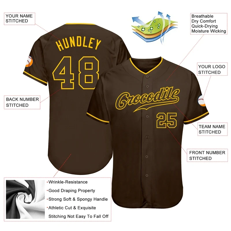Custom Gold Baseball Jersey Men and Women Section Shirt 3D Printed Shirt Casual Team Shirts Hip Hop Unisex Tops