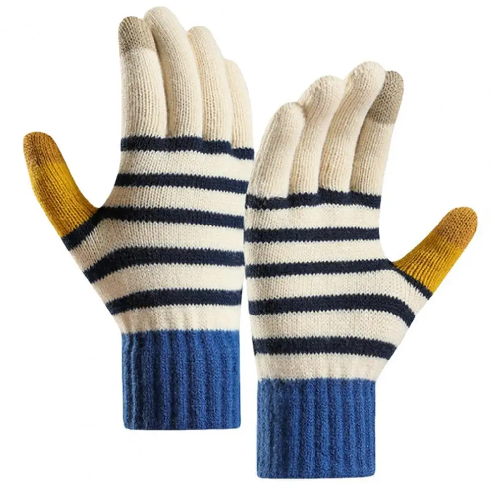 Heated Gloves 1 Pair Trendy Full Finger Lovely Plush Knitting Skiing Gloves Riding Supplies