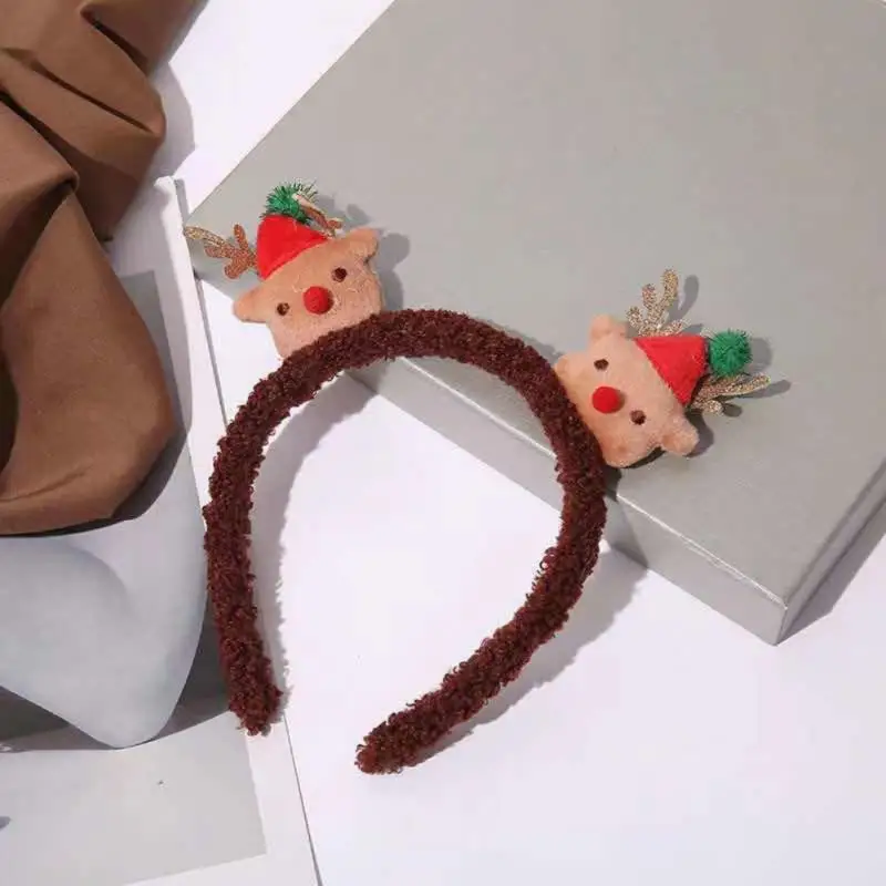 Christmas Hair Accessories Not Stuck Plush Headwear Holiday Net Red Hair Accessories Butlers Ear Plastic/resin Hoop