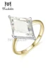 Kuololit 5CT Lozenge Portrait Moissanite 18K 14K 10K Yellow Gold Ring for Women Two Tone Luxury Ring for Engagement Wedding New 1