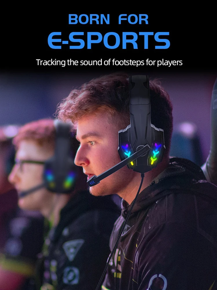 Gaming Headset with Noise Canceling 3.5MM RGB Game Headphone For PS4 PC Xbox One Laptop Earphone With Microphone LED Light